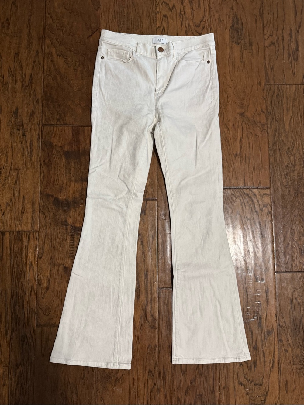 LOFT Cream Flare Jeans